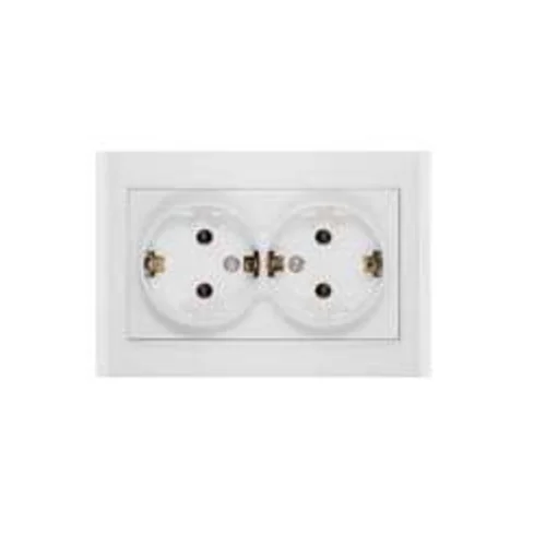 Розетка 2-м СП Бриллиант 16А IP20 с заземл. бел. UNIVersal 7947533